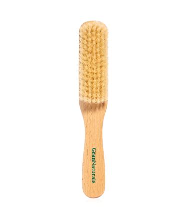 GranNaturals Boar Bristle Slick Back Hair Brush - White Bristle Smoothing Hairbrush for Slicking Hair to Create Sleek Style- Natural Wood Handle for Women + Men