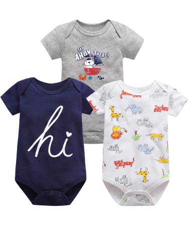 Bestele Baby Bodysuits Bodysuit for Newborn Boys and Girls Cotton Baby Onesies Rompers Short Sleeve for Toddler Infant 0-3-6-9-12-18-24 Months Coverall Undershirt Set 3* Set 8 L 9-12 Months