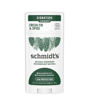 Schmidt's Aluminum Free Natural Deodorant for Women and Men Fresh Fir and Spice with 24 Hour Odor Protection Certified Natural Vegan Cruelty Free 2.65 oz Fresh Fir and Spice 2.65 Ounce (Pack of 1)