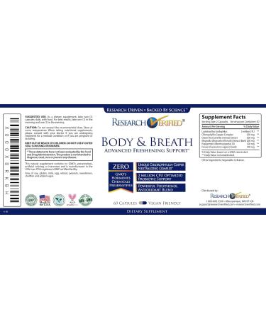 Research Verified Body & Breath Natural Deodorant & Freshener - Bad Breath & Body Odor Supplement - 60 Count (3 Months Supply) - Buy Online on SooperMarket.com