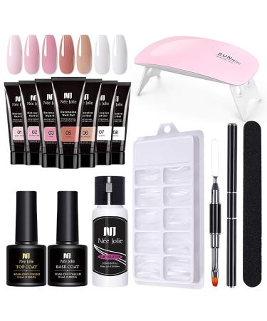 Folin poly nails gel kit clear poly nail gel for beginners and nail diy gel uv poly nail kit all in kit with 7x UV gel for beginners at home all-in-kit