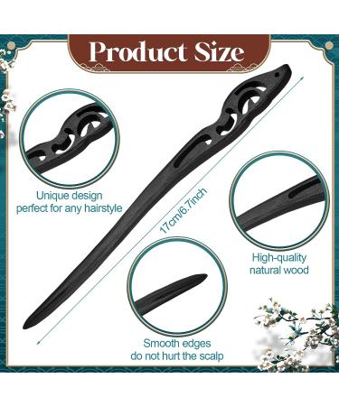 Dingion Wooden Hair Chopsticks - Japanese & Chinese Handmade Styles for Women | Bun Maker & Retro Pins with Flannel Bag - Buy Online on SooperMarket.com