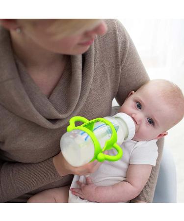 4-Pack Soft Silicone Bottle Handles for Dr Brown Narrow Baby Bottles - BPA Free - Easy Grip - Teach Babies to Drink Independently - Pink Orange Blue Green - Buy Online on SooperMarket.com