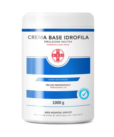 Aiesi hydrophilic base cream pure lean neutral emulsion (glass 1 kg) ideal for pharmaceutical cosmetic and dermatological purposes made in Italy 1 kg (1 Pack)