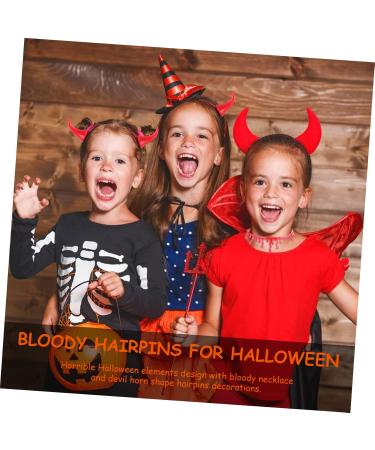 ABOOFAN 2 Sets Hairpin Blood Necklace Childrens Demon Costume Ox Horn Hair Clip Devil Horns Hair Clip Devil Costume Accessory Hair Clips Ornament Kits Halloween Hair Supplies Plastic - Buy Online on SooperMarket.com