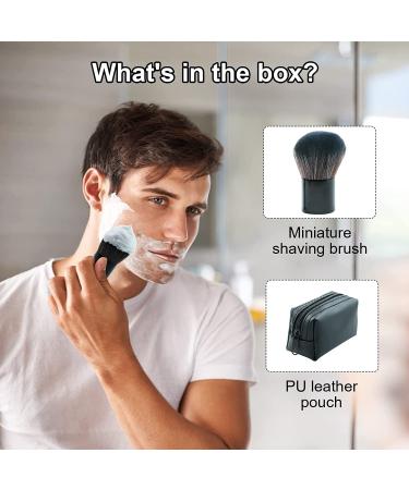 Portable Mini Shaving Brush with PU Pouch - Travel-Friendly Brush for Fast Lathering - Durable Synthetic Fibers - Anti-Rust Handle - Handy Carry Pouch - Buy Online on SooperMarket.com