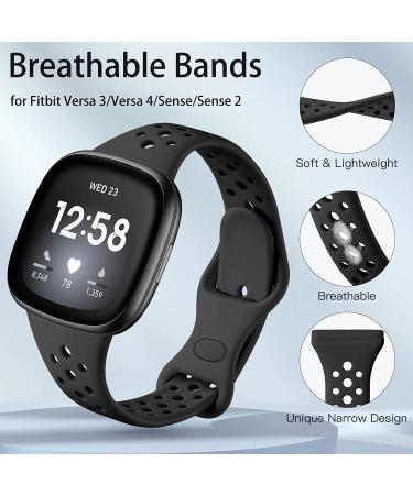 Laffav 4 Pack Slim Silicone Bands for Fitbit Versa 3/Sense, Large 7.3-9.1, Women Men Sport Wristband Replacement - Black/Pine Green/Purple/Blue Gray - Buy Online on SooperMarket.com