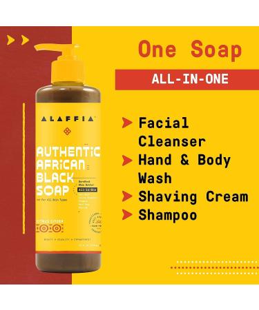 Alaffia Wild Lavender African Black Soap - 16 Fl Oz - All-in-One Body Wash, Face Wash, Shampoo & Shaving Soap with Fair Trade Shea Butter - Authentic Skin Care - Buy Online on SooperMarket.com