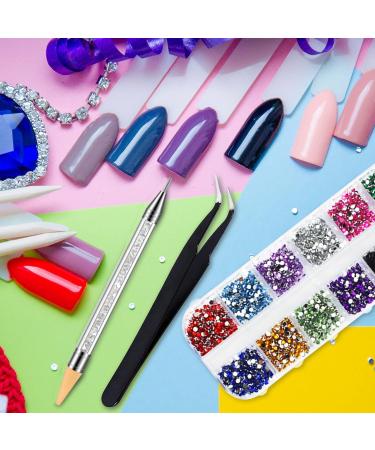 1500 PCS Flat Back Crystal Rhinestones Set with Tweezers and Picker Pen - Professional Nail Art Gems for Salon & Craft Decoration - Buy Online on SooperMarket.com