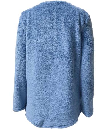 AMhomely Women's Plus Size Teddy Fleece Hooded Jumper - V Neck Pullover Sweatshirt in Blue - 3XL - Buy Online on SooperMarket.com