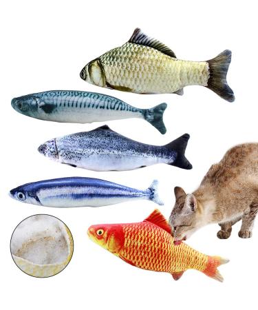 NATUCE 5PCS Catnip Fish Toys for Cat 20 cm Cat Toys Cat Fish Pillow Cat Catnip Toys Cat Chew Toys Pet Toy Cat Pillow Fish Toy Teeth Cleaning Interactive Plush Cat Toys for Cat Puppy dog A-20CM