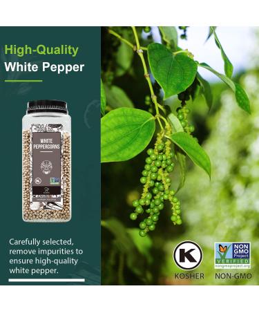 Soeos Premium Whole White Peppercorns 18oz - Grade AAA Non-GMO & Kosher - Strong Aroma and Flavor for Cooking - Bulk Refill for Grinder - 1.13 P - Buy Online on SooperMarket.com