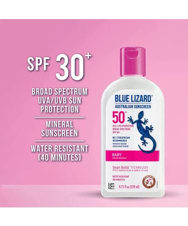 Blue Lizard Baby Mineral Sunscreen SPF 50+ 8.75 oz - Fragrance Free, Water Resistant UVA/UVB Protection - Smart Bottle Technology - Pack of 1 - Buy Online on SooperMarket.com