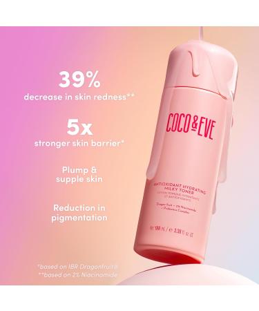 Coco & Eve Antioxidant Hydrating Milky Toner - Gentle Face Toner for Boosted Hydration & Radiance with Hyaluronic Acid Niacinamide & Probiotics - 3.38 floz - Buy Online on SooperMarket.com