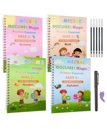 MOCUMEI Magic Reusable Copybook for Kids-Practice Copybook for Age 3-5 Calligraphy Simple Hand Lettering-Reusable Writing Practice Book Style 2
