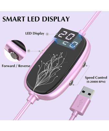 Professional Electric Nail File and Drill Kit with LED Display - Portable Efile for Acrylic and Gel Nails - Manicure Pedicure Tool for Beginners in Pink - Buy Online on SooperMarket.com