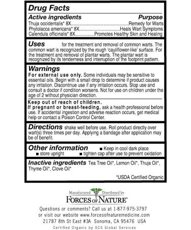 Extra Strength Organic Wart Remover - Forces Of Nature Roll-On 0.14 oz - Buy Online on SooperMarket.com