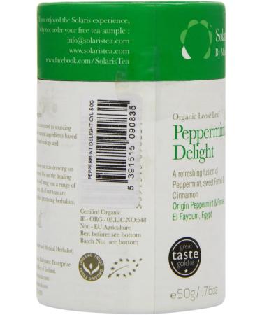Solaris Tea Organic Loose Whole Leaf Peppermint Delight 50g - Refreshing Mint Tea (Pack of 1) - Buy Online on SooperMarket.com