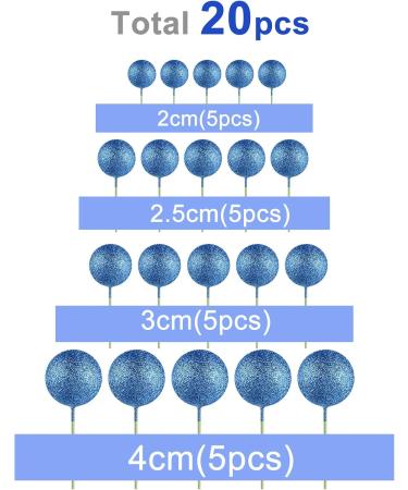 Astaron 20 Mini Balloon Cake Toppers - Glitter Blue Tortendeko Balls for Weddings Birthdays & Baby Parties - Buy Online on SooperMarket.com