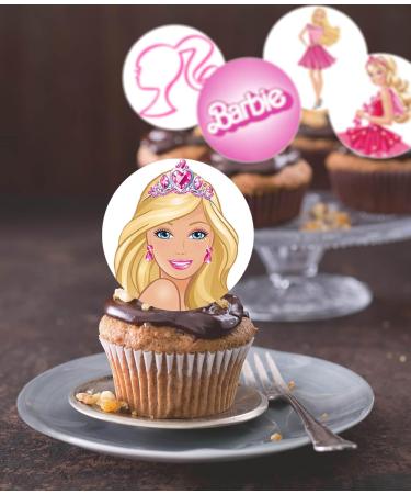 24 x Pre-Cut Barbie 5 Edible Stand up Wafer/Rice Paper Cupcake Cake Toppers Birthday Party Pink Decorations - Buy Online on SooperMarket.com