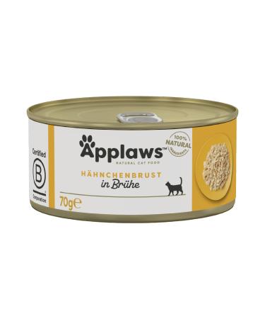 Applaws Premium Natural Wet Cat Food Chicken in Broth 70g Can (Pack of 24x70g) Chicken Breast in Broth 70 g (Pack of 24)
