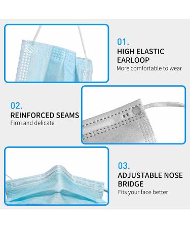 FFG Face Mask 50PCS Adult Disposable Masks 3-Layer Filter Protection Blue (#11000) - Buy Online on SooperMarket.com