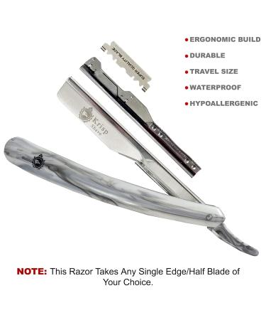 Krisp Beauty Classic Straight Edge Barber Razor - Professional Close Shaving Tool for Men | Salon Quality Shavette with 10 Blades - Buy Online on SooperMarket.com