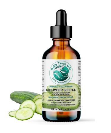 Cucumber Seed Oil. 120ml. Cold-pressed. Unrefined. Organic. 100% Pure. - Bella Terra Oils 120 ml (Pack of 1)