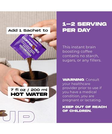 ShroomzUp Mushroom Coffee Instant - 15 Pack with Lions Mane, Reishi, Chaga & Cordyceps Mushrooms - Vegan Nootropic Coffee for Focus - Arabica & Robusta Blend - Buy Online on SooperMarket.com
