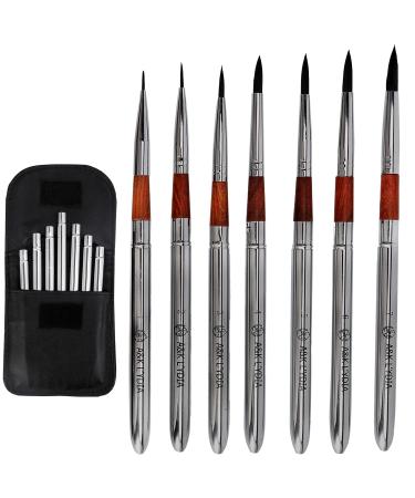 A&K L'YDIA Travel Artist Brushes Set-7PCS Professional Watercolor Detachable Portable Compact Anti-Shedding Synthetic Squirrel Round Paint Brush for Miniature Detailing, Gouche ,Acrylic