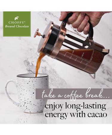 Choffy Brewed Cacao Coffee Alternative - 10 Oz Ecuador French Roast Flavor | Caffeine-Free Ground Drinking for Coffee & Dark Chocolate Lovers | Healthy Rich Chocolate Drink for Mood & Energy Boost - Buy Online on SooperMarket.com
