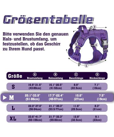 Rabbitgoo Adjustable Dog Harness for Medium Dogs - Durable Tactical Wear-Resistant with Metal Buckles & Handles - Perfect for Hiking (Purple M) - Buy Online on SooperMarket.com