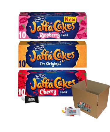 Jaffa Cakes Selection 9-Pack Bundle: Original X 3 Raspberry X 3 & Cherry X 3 (Total 9-Pack)