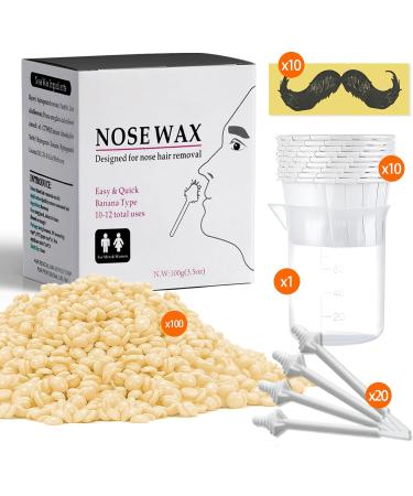 Nose Wax Kit Nose Wax 100g for Men & Women Nose Hair Removal Wax Hair Wax with 20 Applicators 10 Containers Nose Wax Quick Easy Nose Hair Wax Kit (10-20 Times Usage) - Buy Online on SooperMarket.com