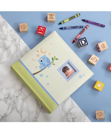 Kusso Childrens Photo Album Blue Sleepy Owl Design 200 Photos 6x4 Inch / 10x15cm PERSONALISE with a Favourite Photo for Babies Toddlers and Kids