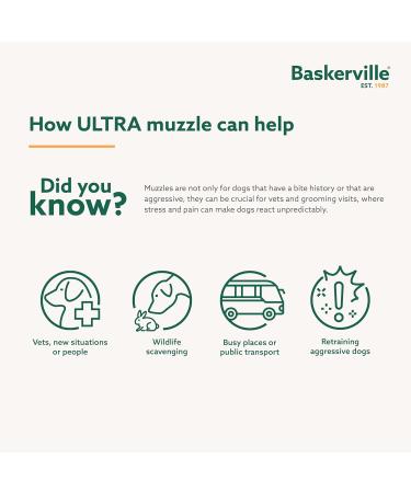 Baskerville Ultra Muzzle Size 1 - Patented Dog Muzzle for Safe Snouts | Pant Eat Drink Comfortably | Ideal for Small Dogs | Prevent Biting & Wild Animal Browsing - Buy Online on SooperMarket.com