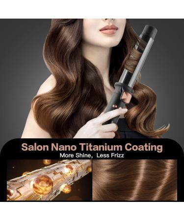 360 Rotating Automatic Hair Curler with Nano Titanium Coating - Large Barrel Curling Wand 32mm - LCD Display 140-220 C - Ideal for Long Medium Hair - Buy Online on SooperMarket.com