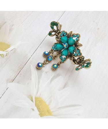 Flower Butterfly Hair Barrettes Vintage French Rhinestone Hair Clasps Claws Floral Hair Clips Accessories for Women Girls Teens (Blue C) - Buy Online on SooperMarket.com