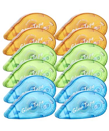 XUXU 12 Pack Double Sided Tape Roller Scrapbooking Tape Permanent Adhesive Tape Dispenser Runner for Crafts and Arts Projects Photo-Safe