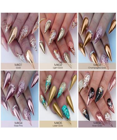 Saviland Chrome Nail Powder Set - 12 Gold Metallic Colors for Mirror and Bubble Effect Nail Art Manicure - Buy Online on SooperMarket.com
