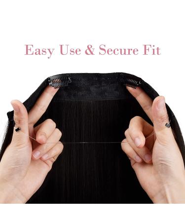 REECHO Invisible Wire Hair Extensions - 16 Inch Curly Wavy Headband Hairpiece for Women - Adjustable & Secure Clips - Buy Online on SooperMarket.com