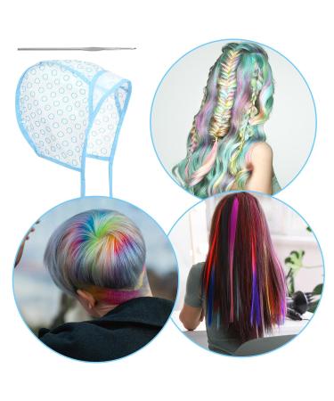 Hair Highlighting Cap Set - 3 Sets with Crochet Hooks Brushes Gloves & Shawl for Salon-Quality Highlights (Blue) - International Shipping Available - Buy Online on SooperMarket.com