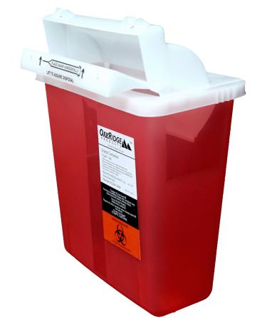 Oakridge 5 Quart - Sharps Disposal Container with Mailbox Style Lid