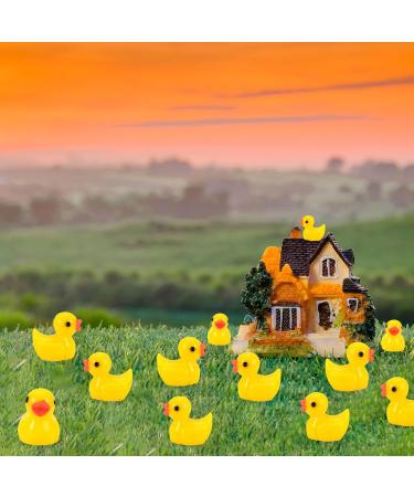 100Pcs Mini Resin Ducks Realistic Micro Landscape Ornament | Cute Baby Bath Toy | Aquarium & Dollhouse Decor - Yellow - Buy Online on SooperMarket.com