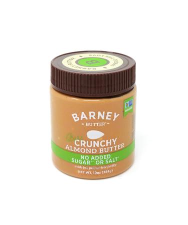 BARNEY Almond Butter, Bare Crunchy, No Sugar No Salt, Paleo, KETO, Non-GMO, Skin-Free, 10 Ounce
