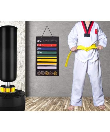 LYFFXYH Martial Arts Belts Organizer - Hanging Medal Display Rack for 8 Belts | Karate Belt Holder in Dust-Proof Black - Buy Online on SooperMarket.com