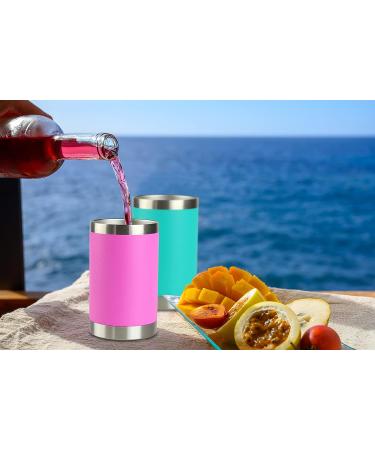 Housavvy 12 Oz Kids Tumblers | Spill-Proof Insulated Stainless Steel Cups with Lids & Straws | BPA-Free Toddler Smoothie Cups in Olive Green/Hot Pink - Buy Online on SooperMarket.com