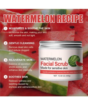 Watermelon Facial Scrub Cream - Daily Exfoliating Face Scrub for All Skin Types | Cleanses Removes Dead Skin Blackheads & Acne (10.58 OZ - Buy Online on SooperMarket.com