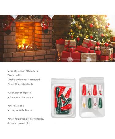 Christmas False Nails Thin Full Wrap Colourfast Pattern Fake Nails 30pcs for Christmas Holiday (0070 LJ04) - Buy Online on SooperMarket.com