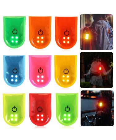 Delamiya 6 pieces LED clip flashing light reflective 2 modes 4 LED reflectors children safety light reflective light band reflector for school bags backpack hiking running jogging (8)